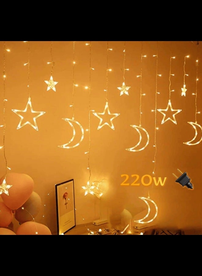 H.F.J Star & Moon String Lights 4 Meter | Warm White LED Fairy Lights with Crescent Moon & Star Design | Decorative Curtain Lights for Bedroom, Ramadan, Eid, Wedding & Home Décor - Image 3